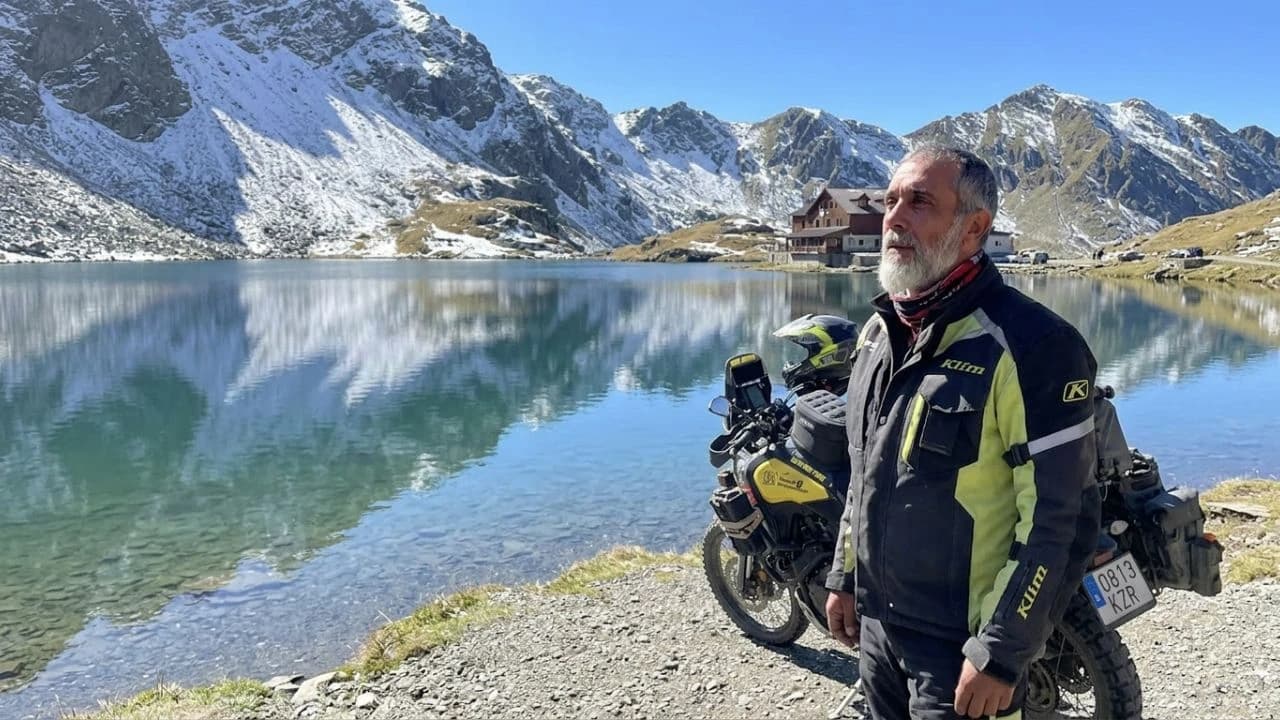 Motorcycle at the top of the Transfagarasan