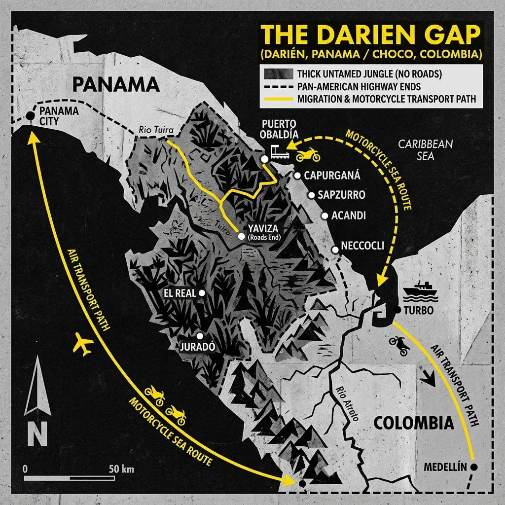 Mapa del Tapón del Darién