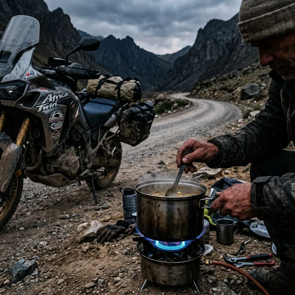 Cooking on the road: camp kitchen gear for moto-travelers and quick recipes to save money on the trip