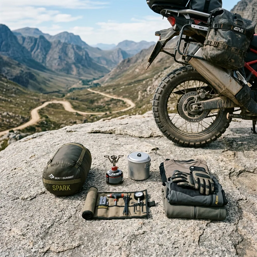 Minimalist motorcycle luggage with low weight and maximum freedom