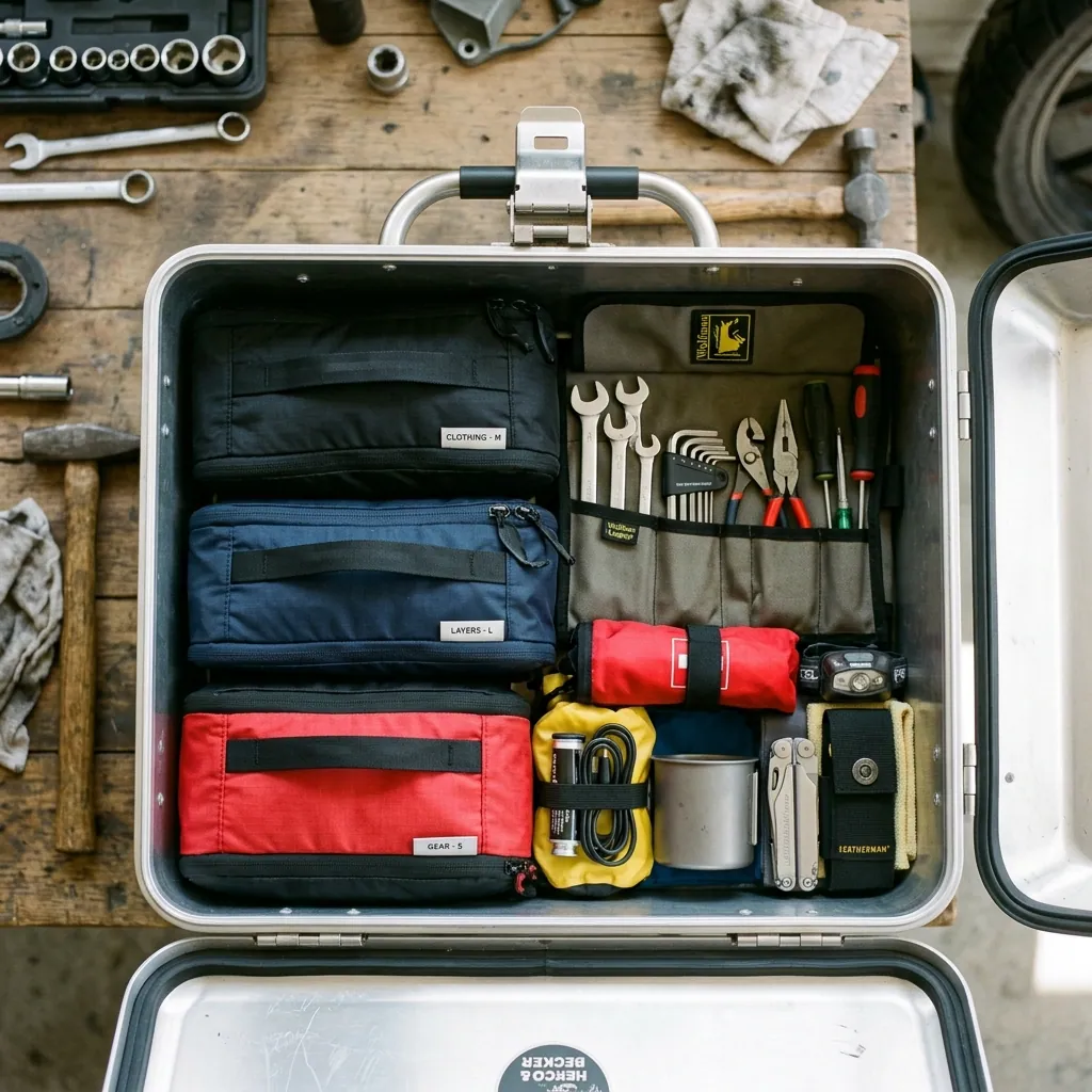 Smart luggage distribution on the motorcycle to optimize the centre of gravity and safety