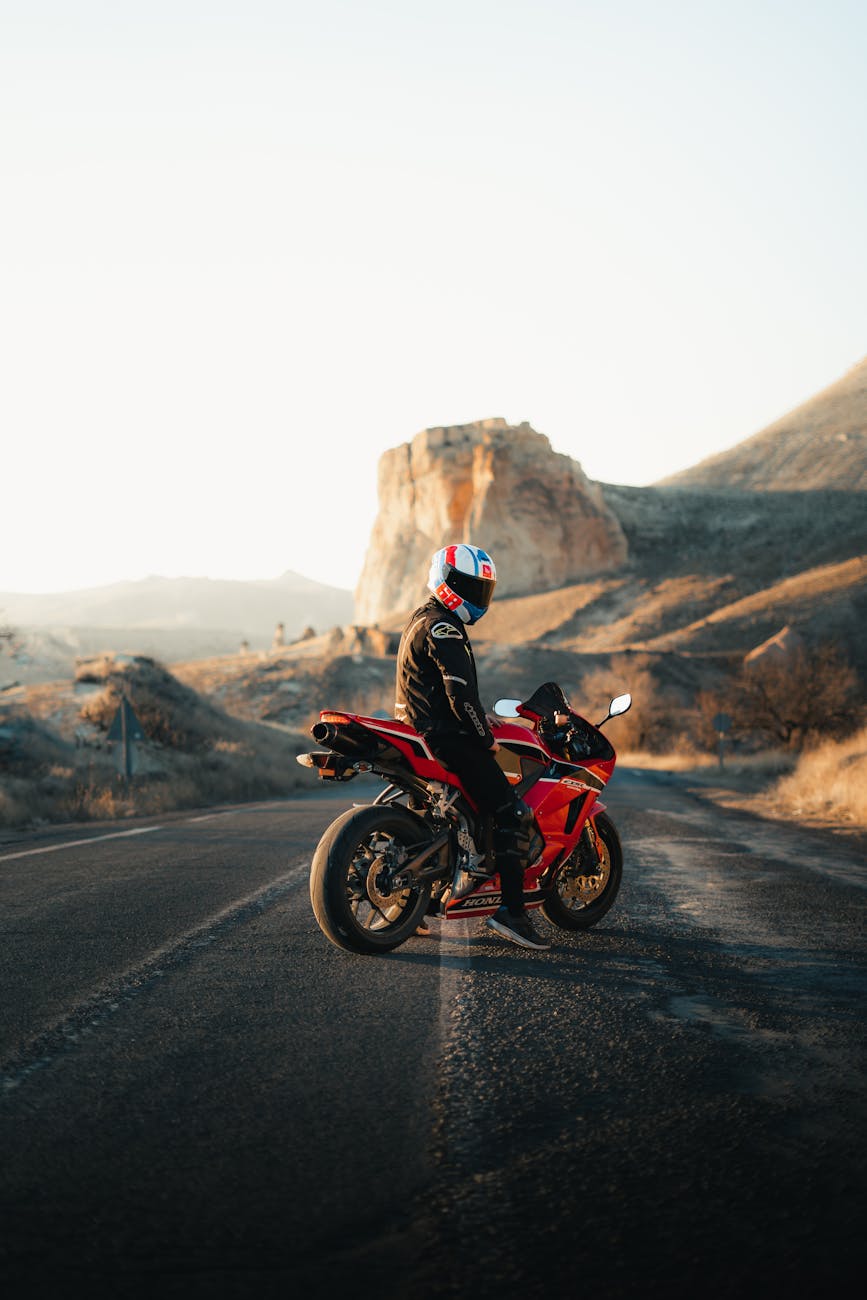 man on a motorcycle on the highway